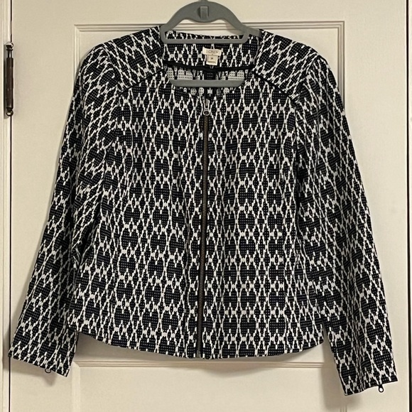 J.Crew Navy and white printed blazer - Picture 1 of 5